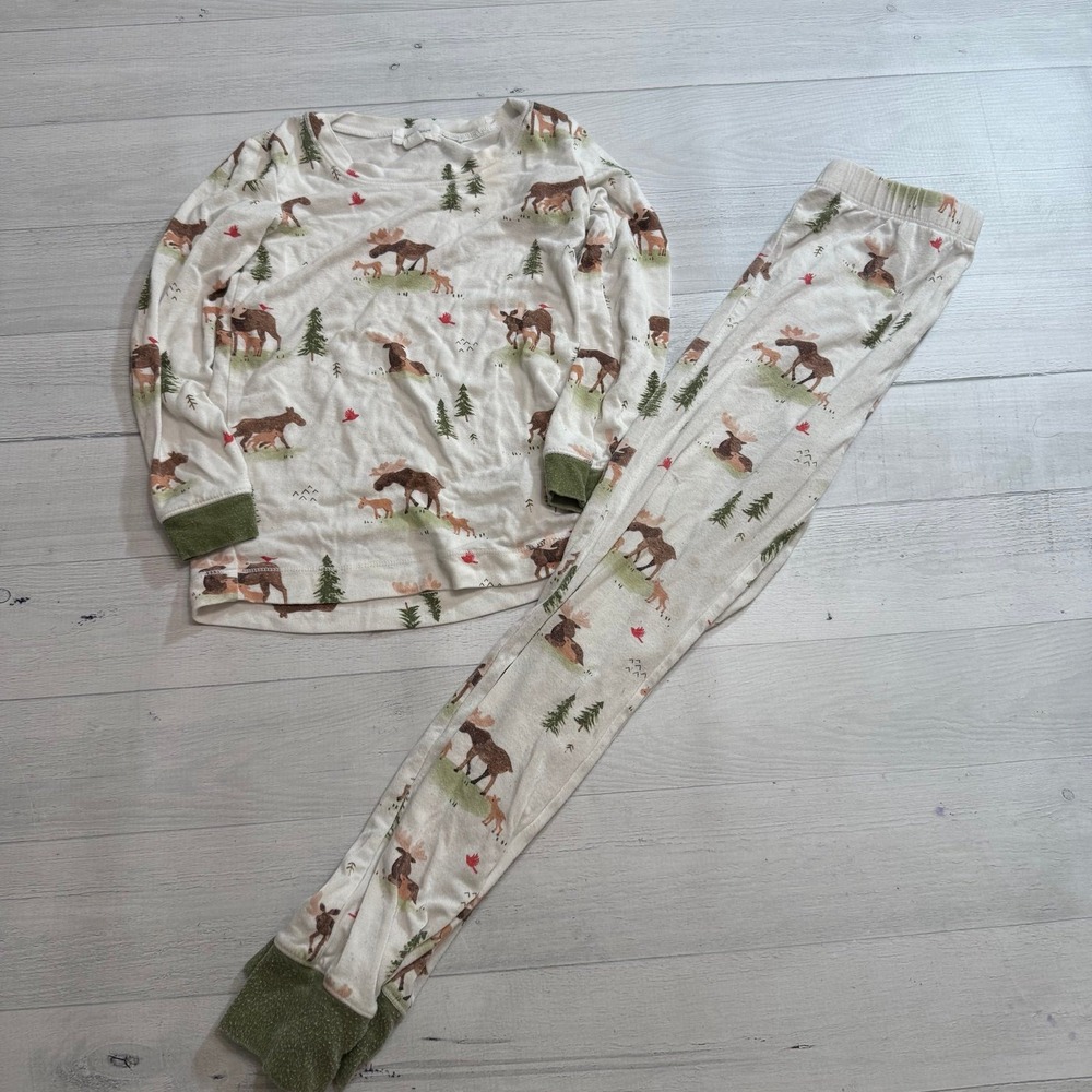 Angel dear moose white lounge wear set pajama‎ set 4T